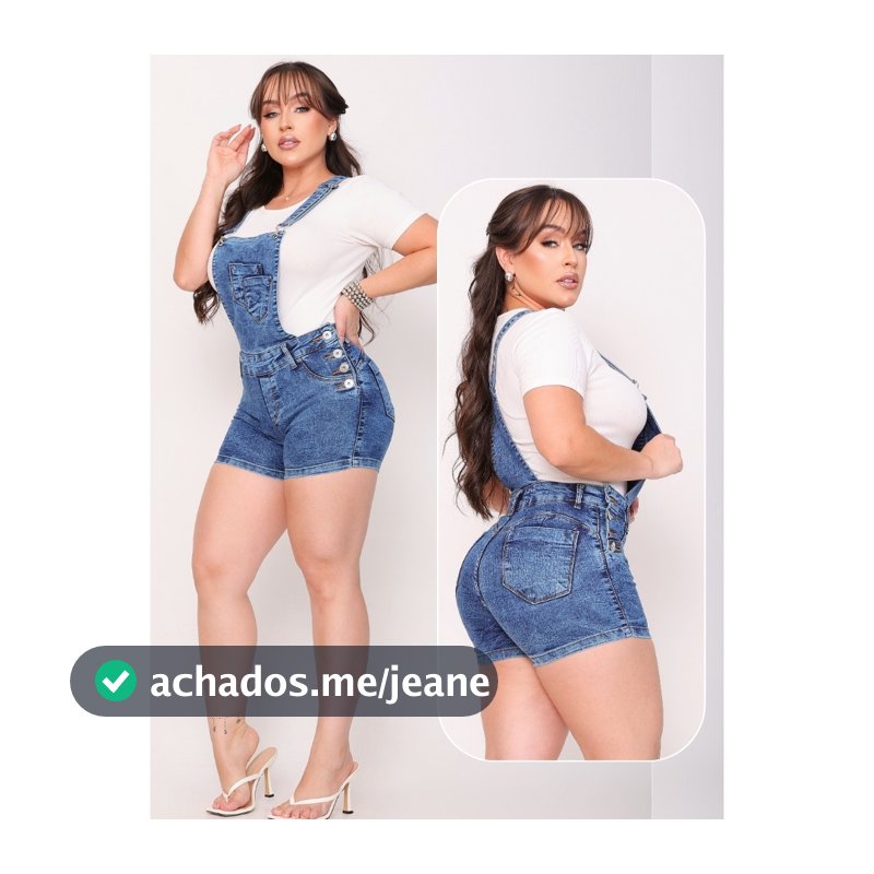 Jardineira Macaquinho Jeans Feminina Curta Alta Qualidade
