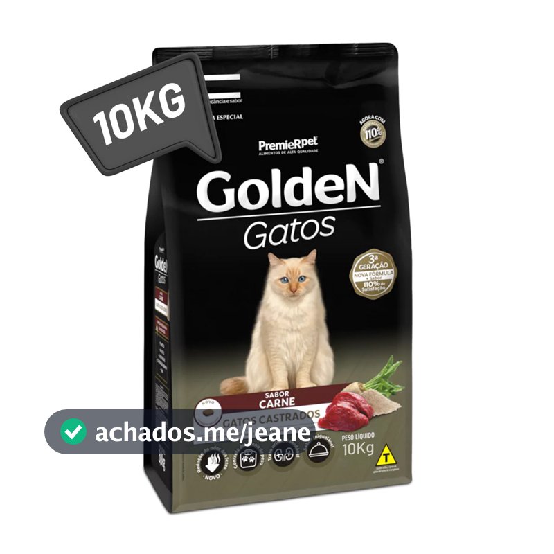 Ração Golden Gatos Castrados 10kg Carne