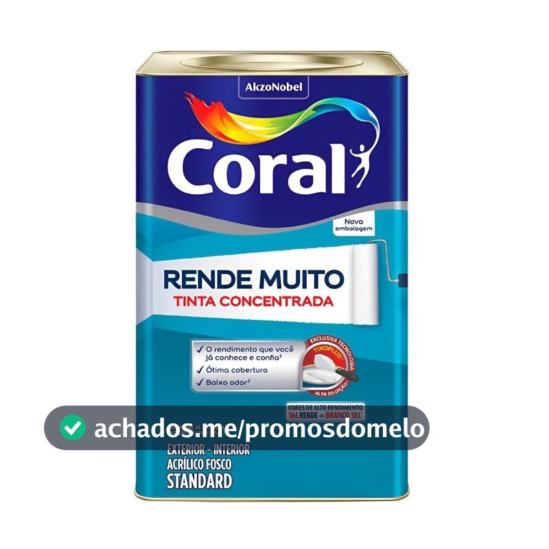 Tinta Acrílica Fosco Rende Muito Coral 16L Diversas Cores