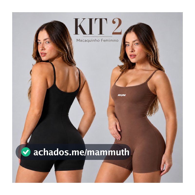 Kit 2 Macaquinho Fitness Feminino de Alcinha Zero Transparência para Academia Corrida Treino e Yoga