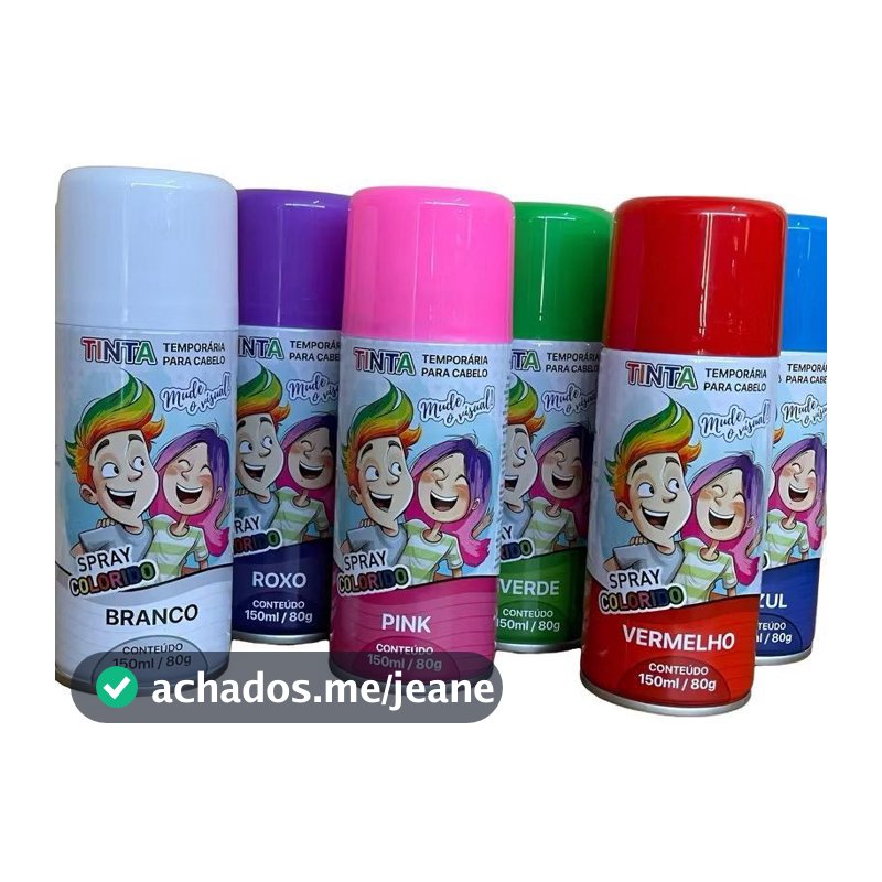 Tinta Spray para Cabelo Maluco Carnaval Festa Temporaria Colorir Criança Pintar Menino Menina Mimo
