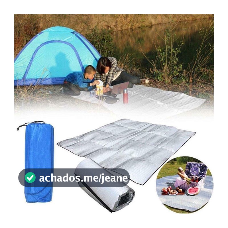 Tapete Térmico Impermeável Dobrável para Praia Camping e Atividades ao Ar Livre 2m x 1,5m