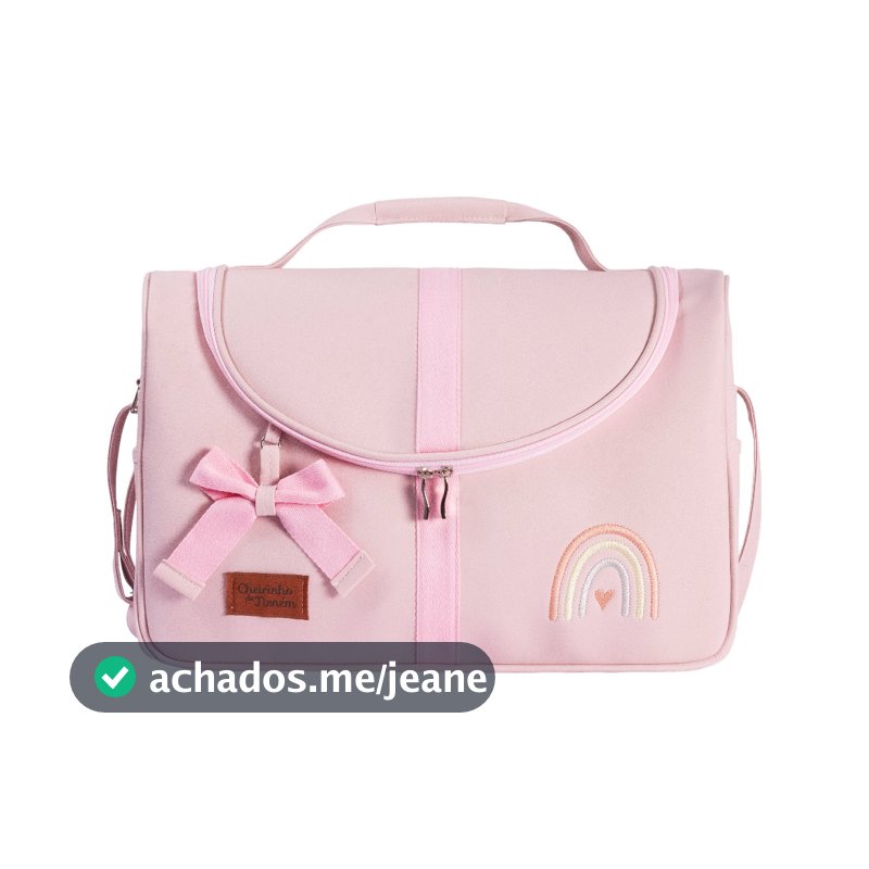 Bolsa Maternidade Menina Rosa Arco Íris Bordado Envio Imediato - Cheirinho de Neném
