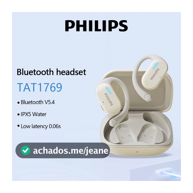 Fones De Ouvido PHILIPS TAT1769 Bluetooth 5.4 IPX5 À Prova De Suor Música/Jogo Modo Duplolow Latência 0.06s