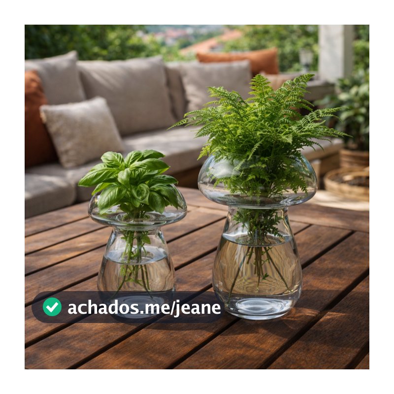 Kit 2 Vasos Decorativos Cogumelo Em Vidro Premium Transparente Para Flores E Plantas | Decore Com Personalidade
