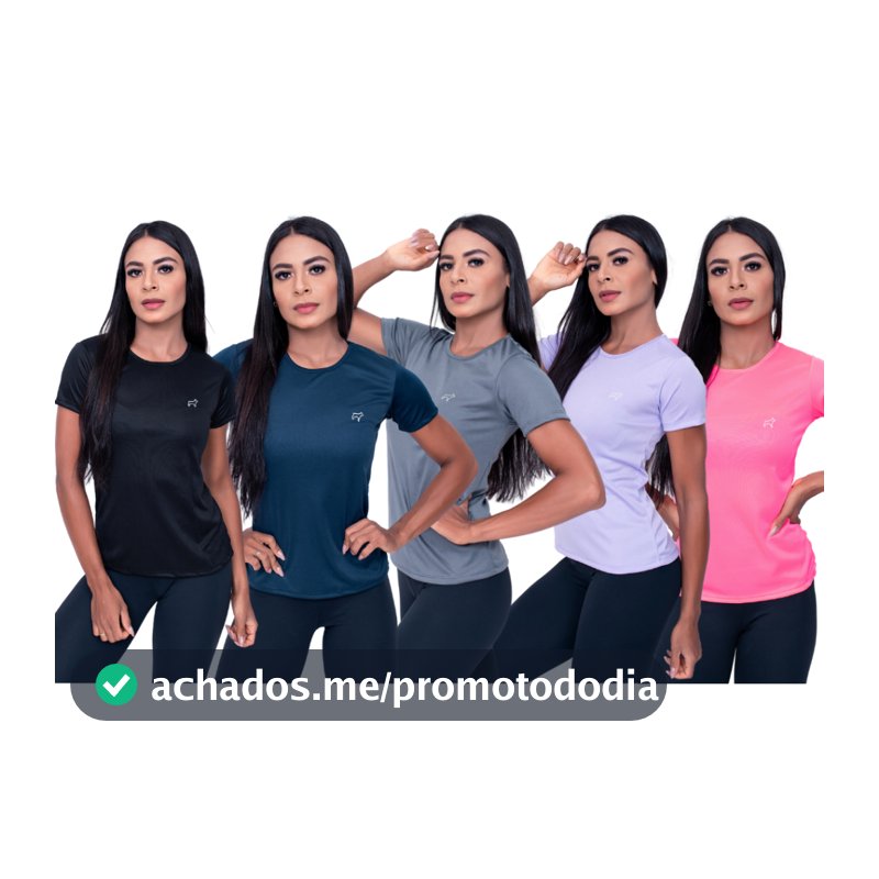 Kit 5 Camiseta Feminina Dry Fit Academia Treino Corrida Esportes Parvori