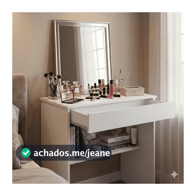 Mesa de Maquiagem com Amplo Espaço Interno e Prateleira Inferior Funcional para Beleza e Estudo MDP