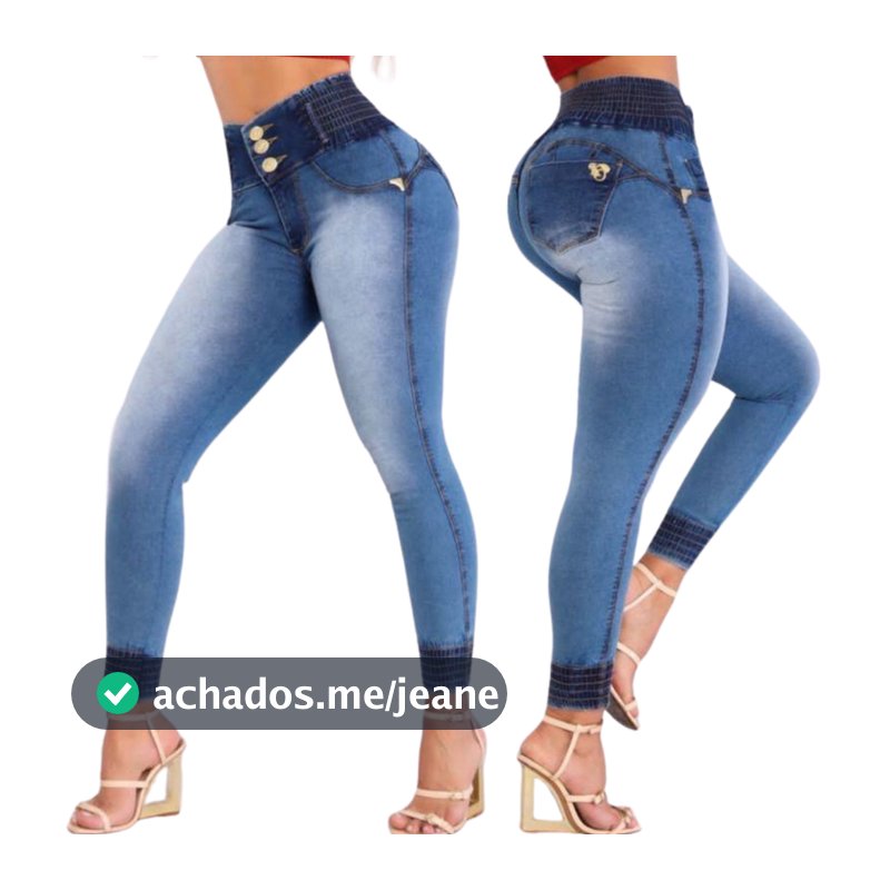 Calça Jeans Feminina Cintura Alta Modeladora Levanta Bumbum Skinny Premium