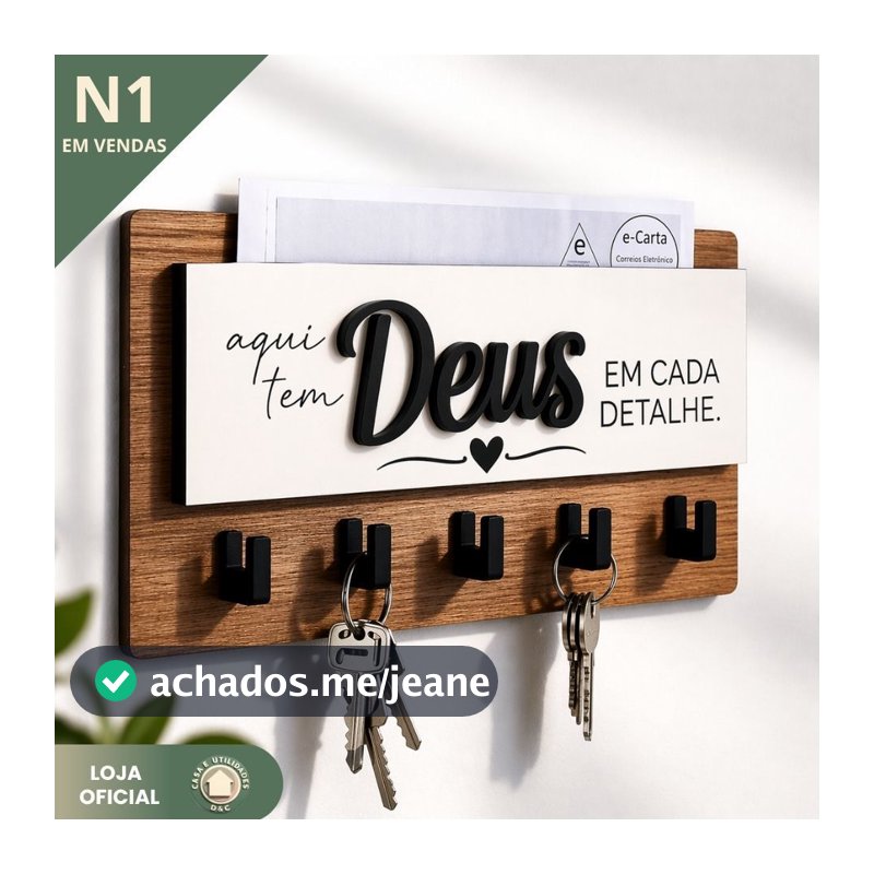 Organizador Chaveiro Porta Chaves Cartas Decorativo Parede Fácil Instalação
