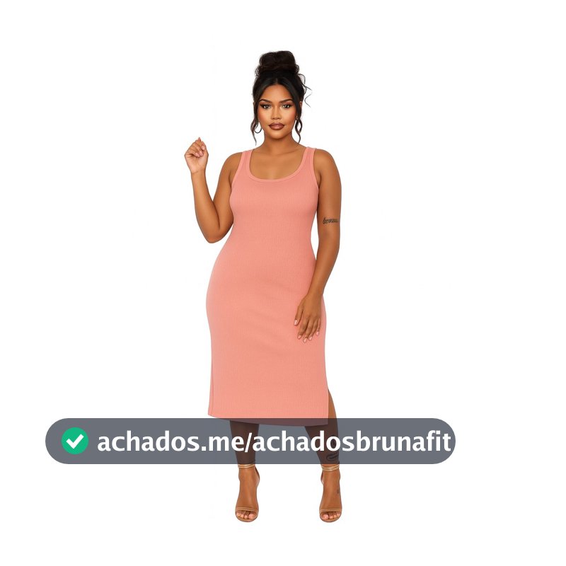Vestido Básico de Verão Midi Regata Com Fenda REF: 274