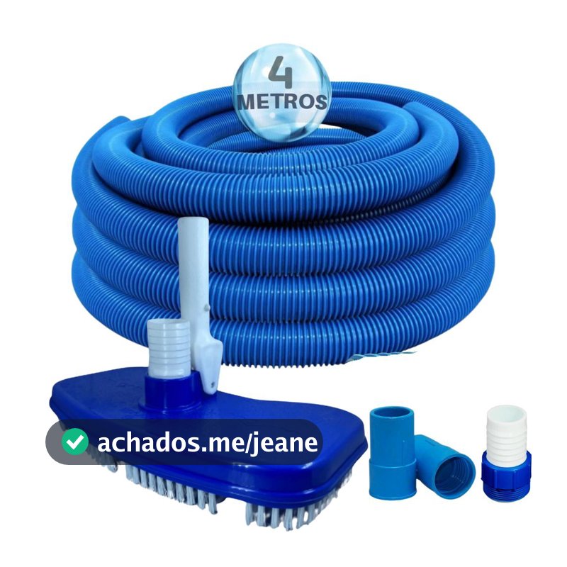 Kit Aspirador para Piscina Asa Delta + 4 Metros Mangueira + Adaptador Rosca Plastica e Ponteiras