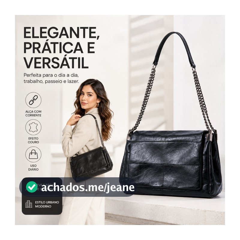 Grande Bolsa Luxo Mulheres pu Alta Capacidade Ombro em Corrente Bolsa Transversal