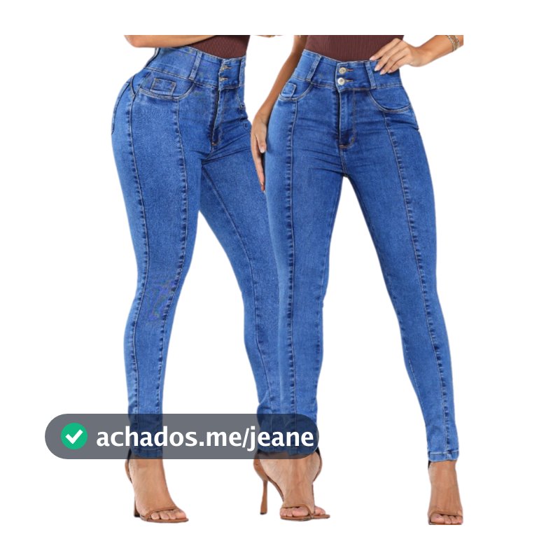 Calça Jeans Skinny Feminina Modeladora Cós Largo Com Lycra Cintura Alta Levanta Bumbum Lançamento