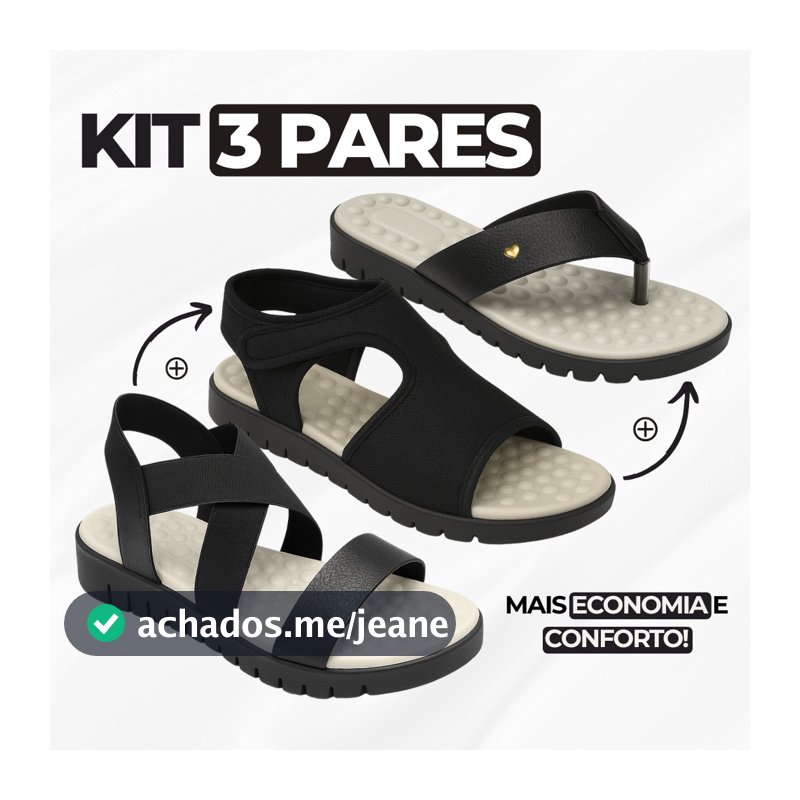 Kit 3 Pares Sandália Feminina Ortopédica Para Esporão Fascite Plantar Confortável Massageadora Macia