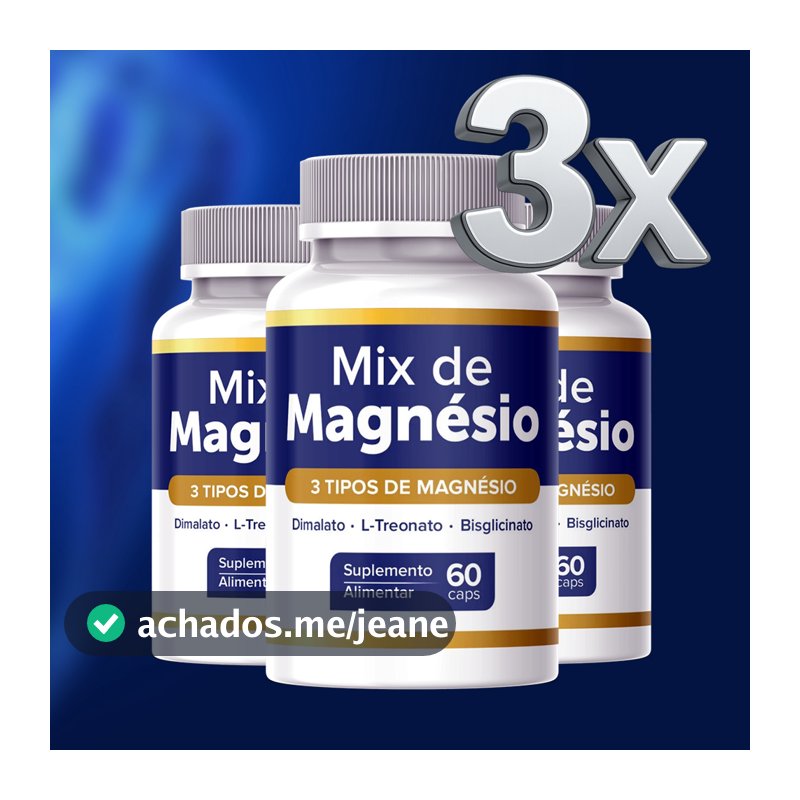 Kit 3 Magnésio 3 em 1 - Mix Treonato + Bisglicinato + Dimalato - 180 caps - Envio Imediato