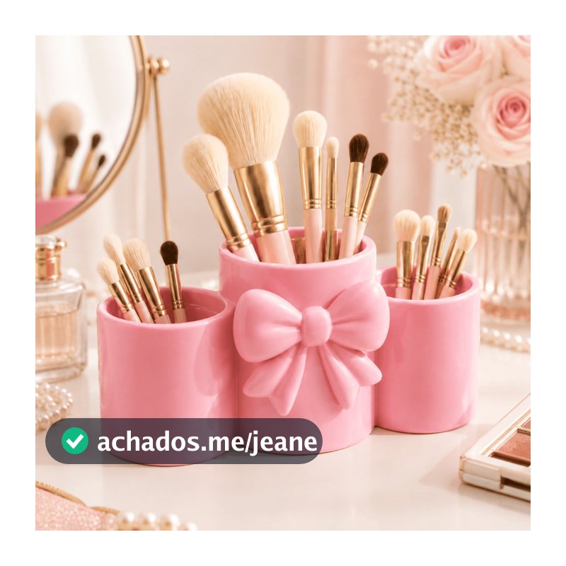 Porta Pincéis Maquiagem Organizador Mesa Porta Canetas Laço Elegante