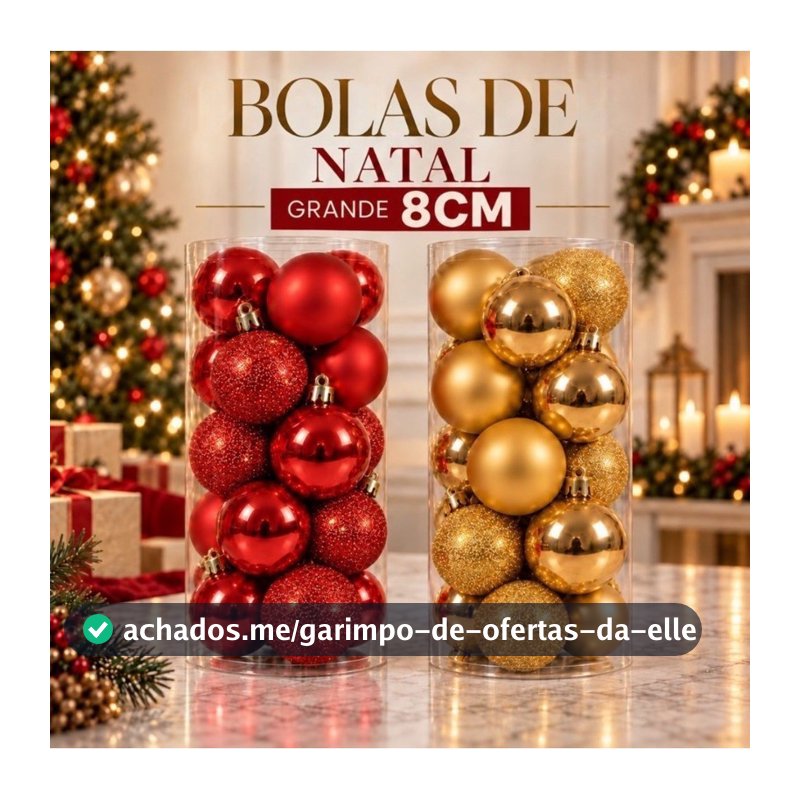 Bolas de Natal Grande 8CM - Enfeites Natalinos  Bolinhas de Natal