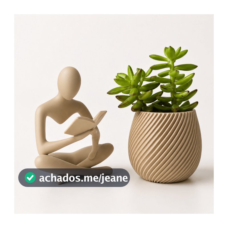 Estátua Decorativa Leitor Livro + Vaso Para Planta Suculenta | Decoração Moderna