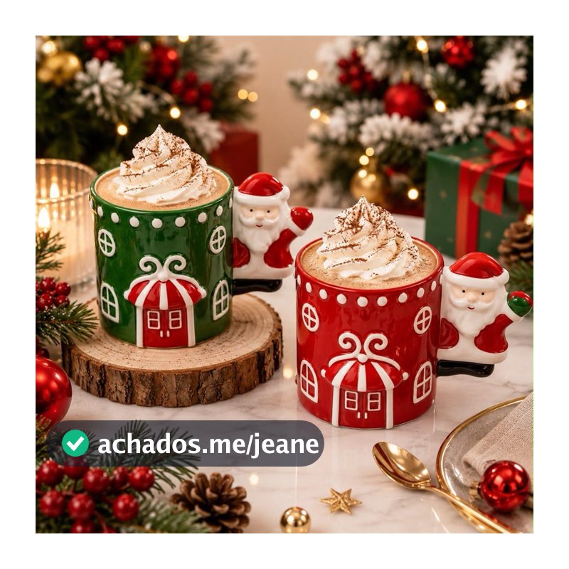 Xícara de porcelana natalina 400ml