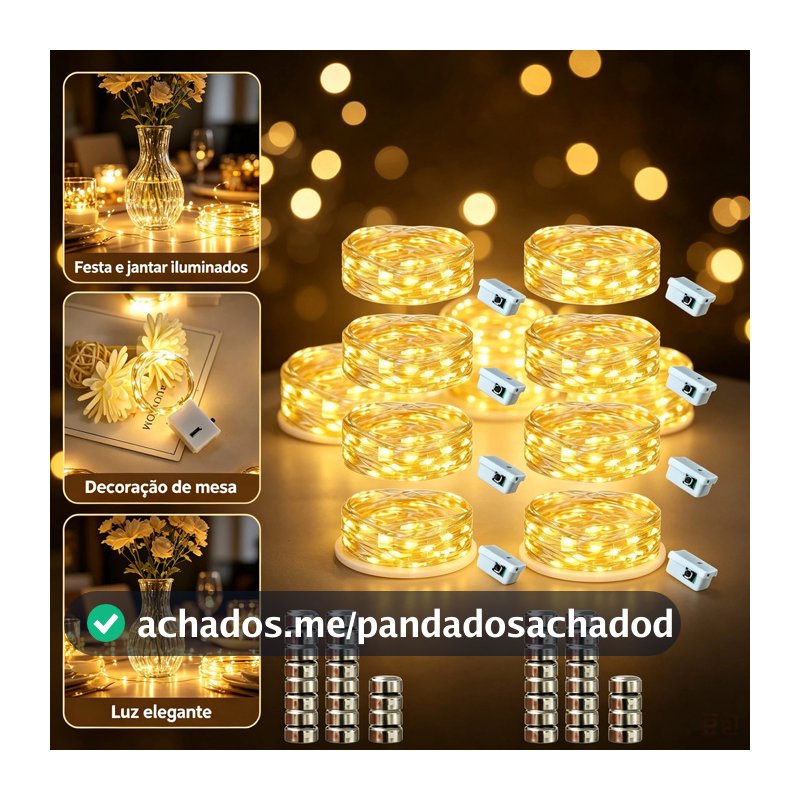 Kit 20 Fio Fada Cordão Luz Leds 2 Metros Díodo Emissor De Luz Segurança Leds Reutilizável Decoração