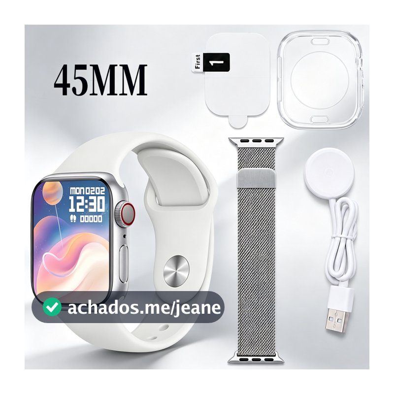 Relógio Inteligente Smartwatch com Chamada Bluetooth Monitor de Saúde Calculadora e Compatível Android/iOS