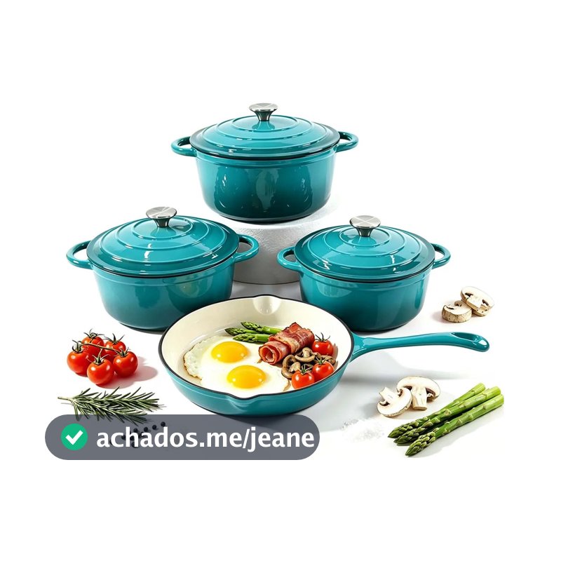 Jogo De Panelas Em Ferro Fundido Esmaltado Premium La Cocotte 7 Peças