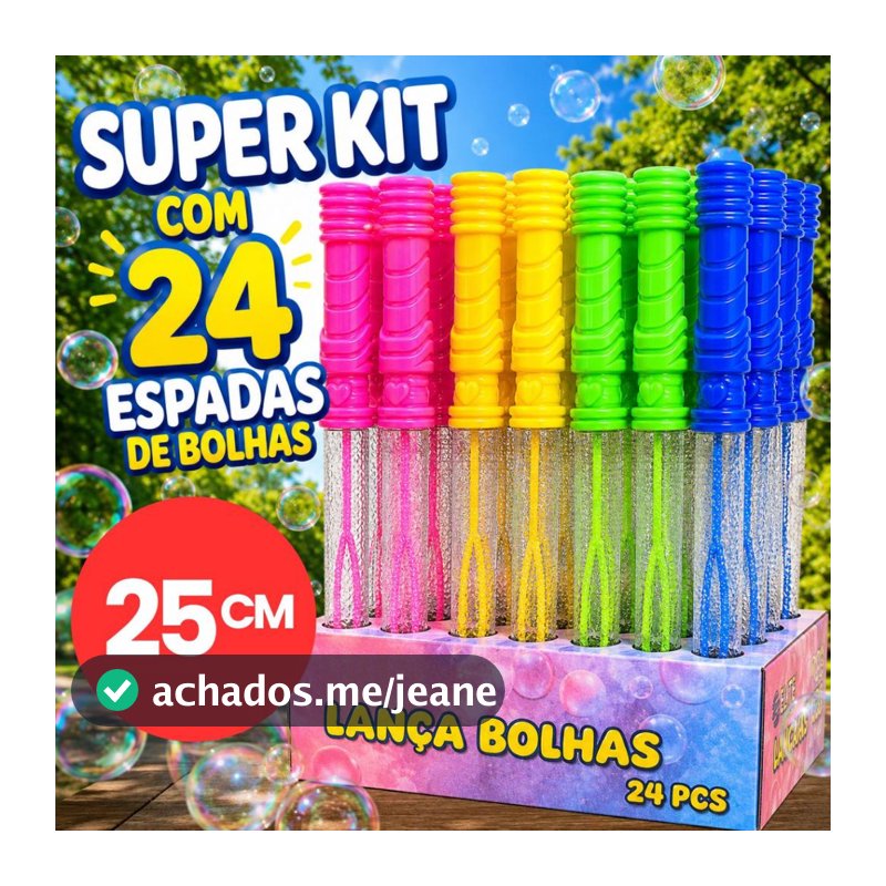 Kit 24 Bolha Bolinha De Sabão Formato Espada Gigante Bastão De Bolhas Lembrancinha Festa Infantil