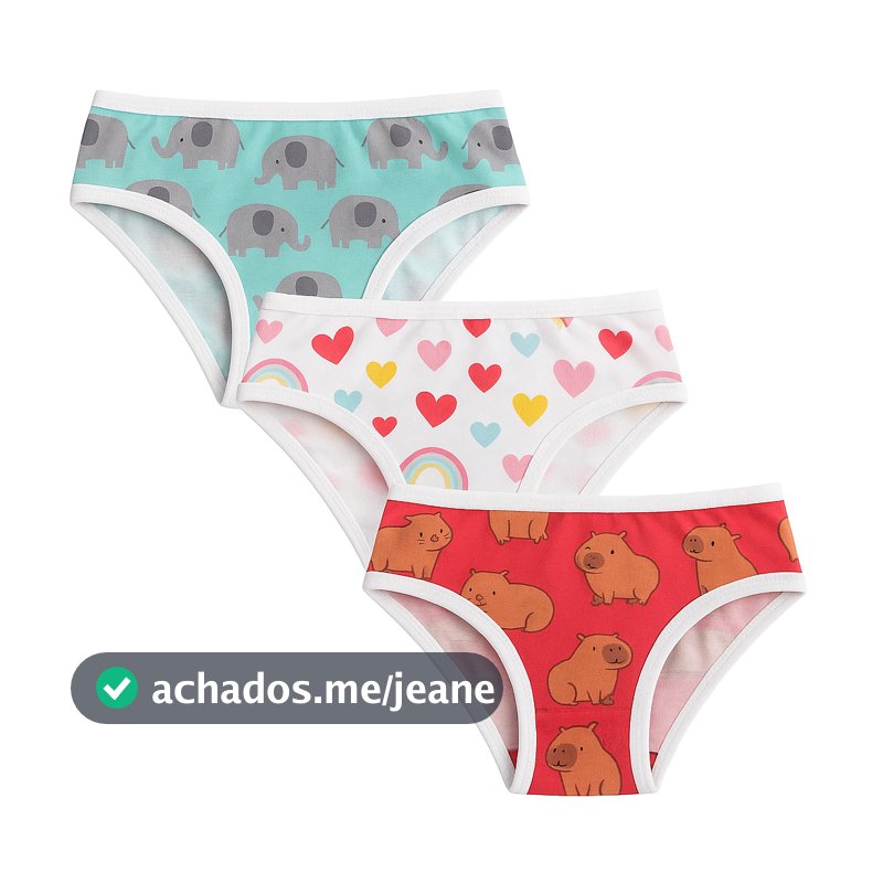 10 Calcinhas Juvenil Poliéster Estampado para Menina Moça Forrada Conforto