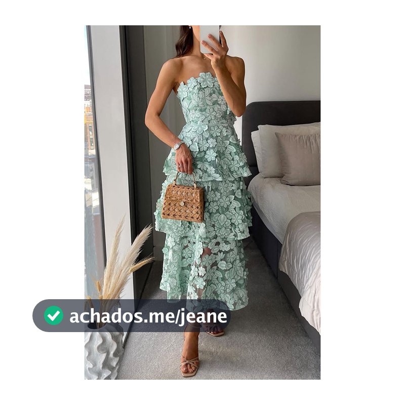 🥰Vestido Feminino Sem Alças com Bordados, Flores Tridimensionais, Corte Justo, Babados e Design Moderno