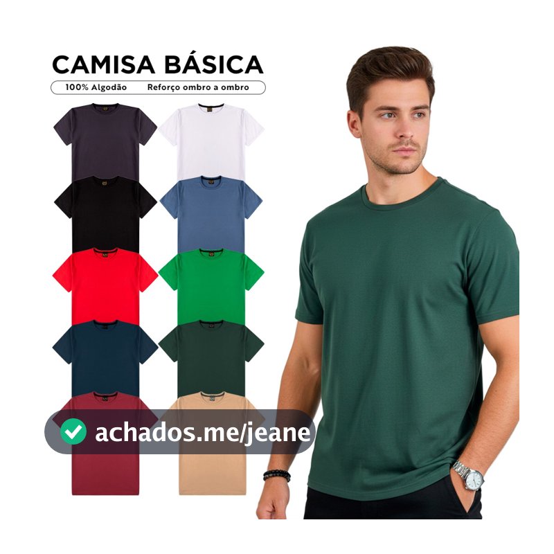 Kit 3 Camisetas Básicas Masculina 100% Algodão Reforço Ombro a Ombro Moderna Casual Lisa