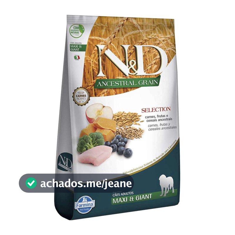 Ração 15kg N&D Ancestral Super Premium Frango e Frutas p/ Cães Adultos Raças GRANDES e Gigantes - ORIGINAL FARMINA