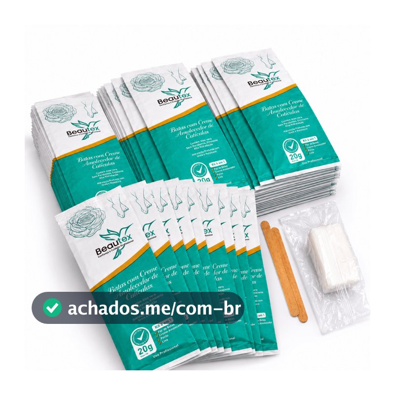 Kit 50 Botas Creme Palito e Lixa Beautex Pedicure Uso Único 4 em 1Cuidados com os Pés Hidratante