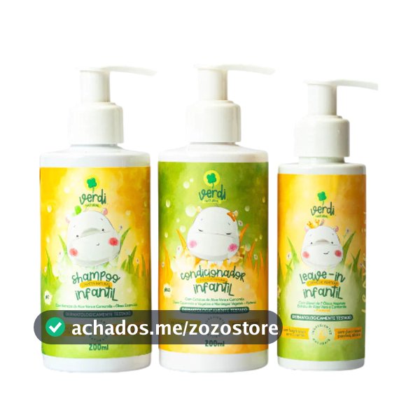 Kit Shampoo + Condicionador + Leave In Infantil Verdi Natural - Aloe Vera e Camomila e Pantenol