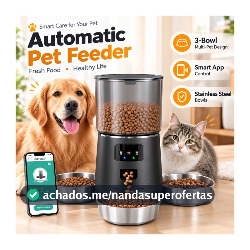 Newpet 6L três refeições Alimentador Comedouro Automático Wi-Fi Temporizador Para Cão Gato Wifi Tuya Control App- Bivolt