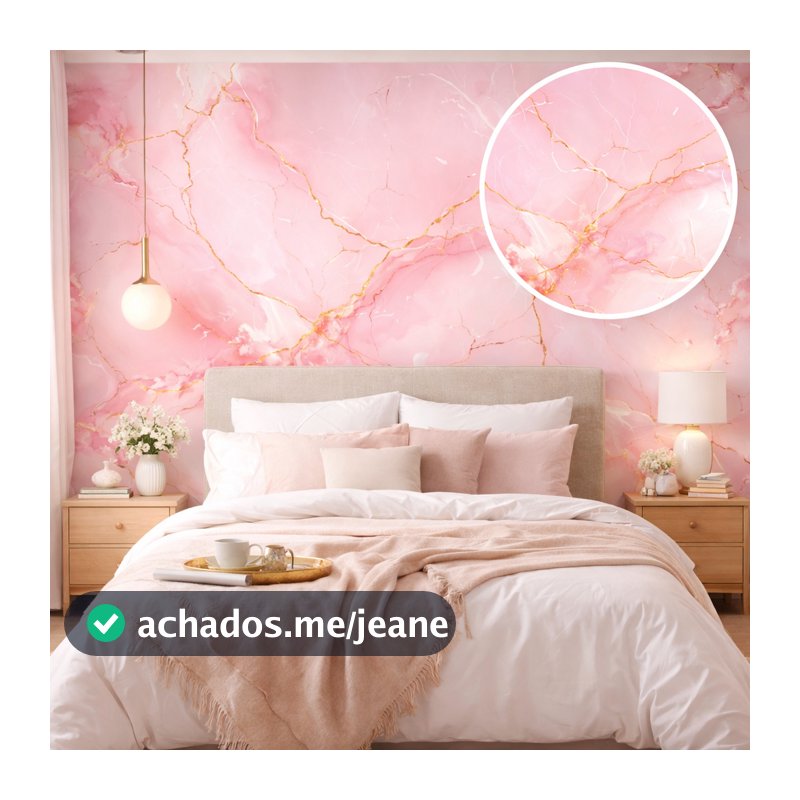 Papel de Parede Autocolante Marmore Rosa e Dourado 3D Lavável Para Sala Quarto Cozinha Banheiro