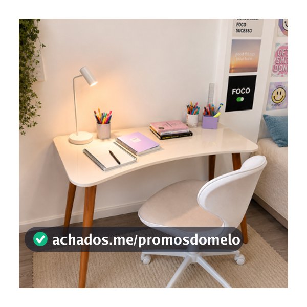 Escrivaninha Mesa Estudo Aparador Office Mdf Pés Madeira