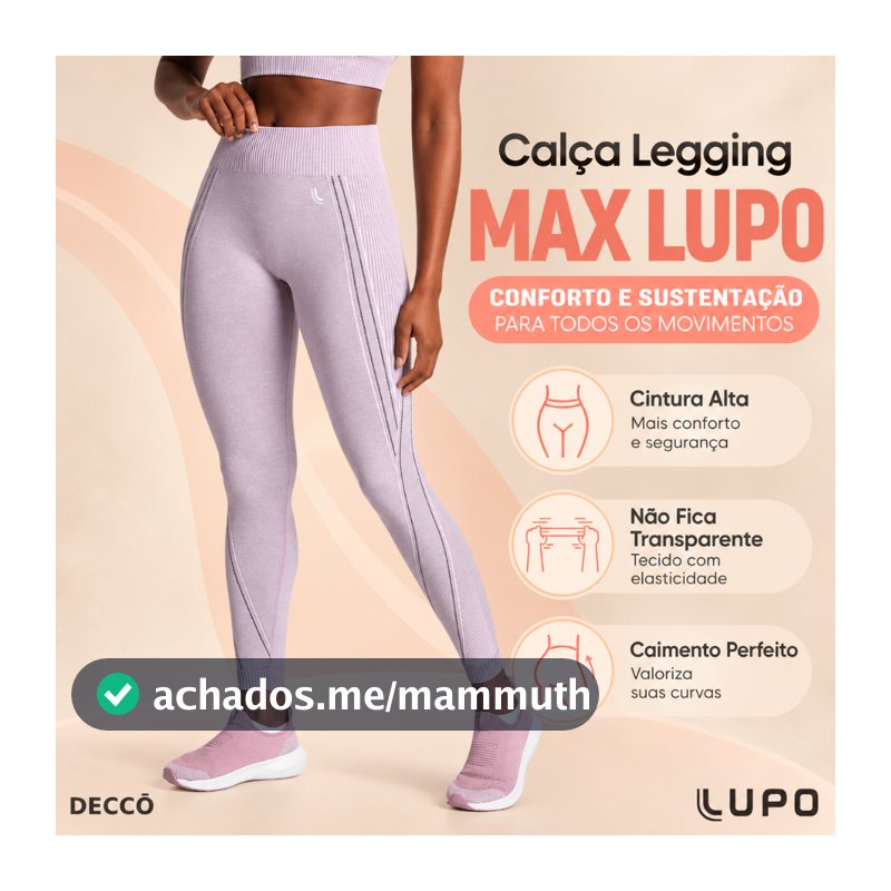 Calça Leg Legging Max Lupo Sport Tecnologia Sem Costura Seamless Dry para Treino de Alto Rendimento