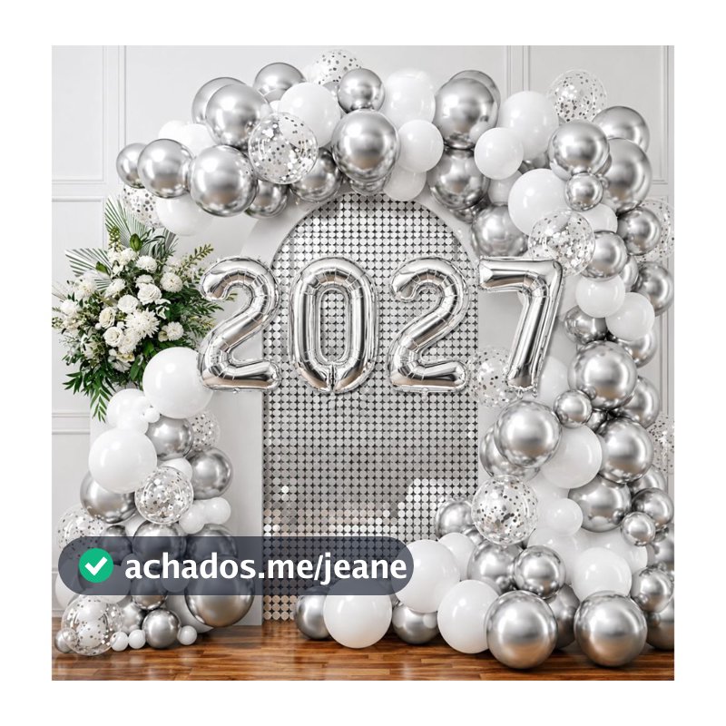 Kit Balões 2027 Ano Novo Decoração Reveillon Balão Metalizados Festa Arco Desconstruido+Fita
