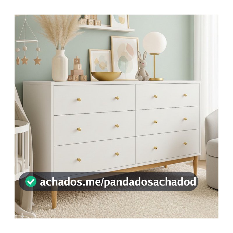 Cômoda Oslo 6 Gavetas Luxo Design Moderno cores premium P/ Quarto Casal sala quarto infantil Bebê Fraldário