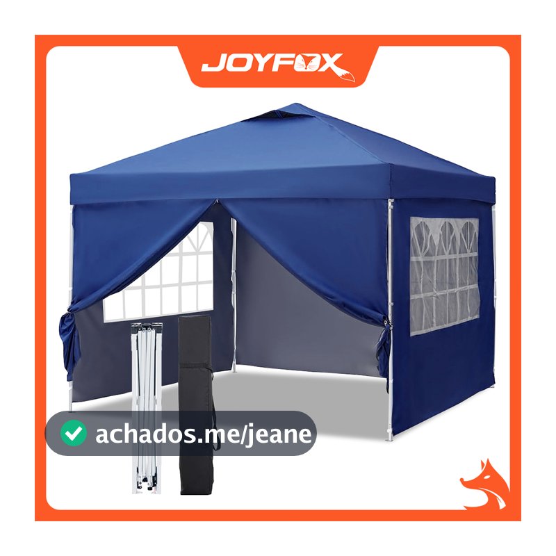 Tenda Gazebo Dobrável 3x3m com Cortina Laterais e Janelas Impermeável para Festa Jardim Praia JOYFOX