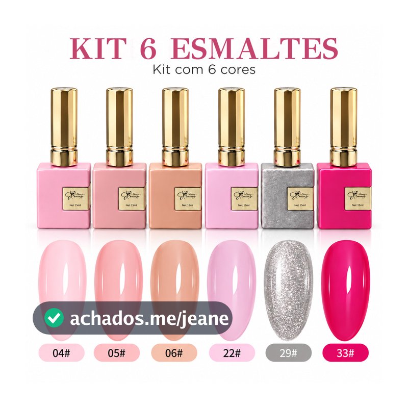 Kit 6 Esmaltes em Gel Nice Beauty 15ml Cada UV LED 6 Cores para Unhas em Gel, Manicure Profissional e Nail Art