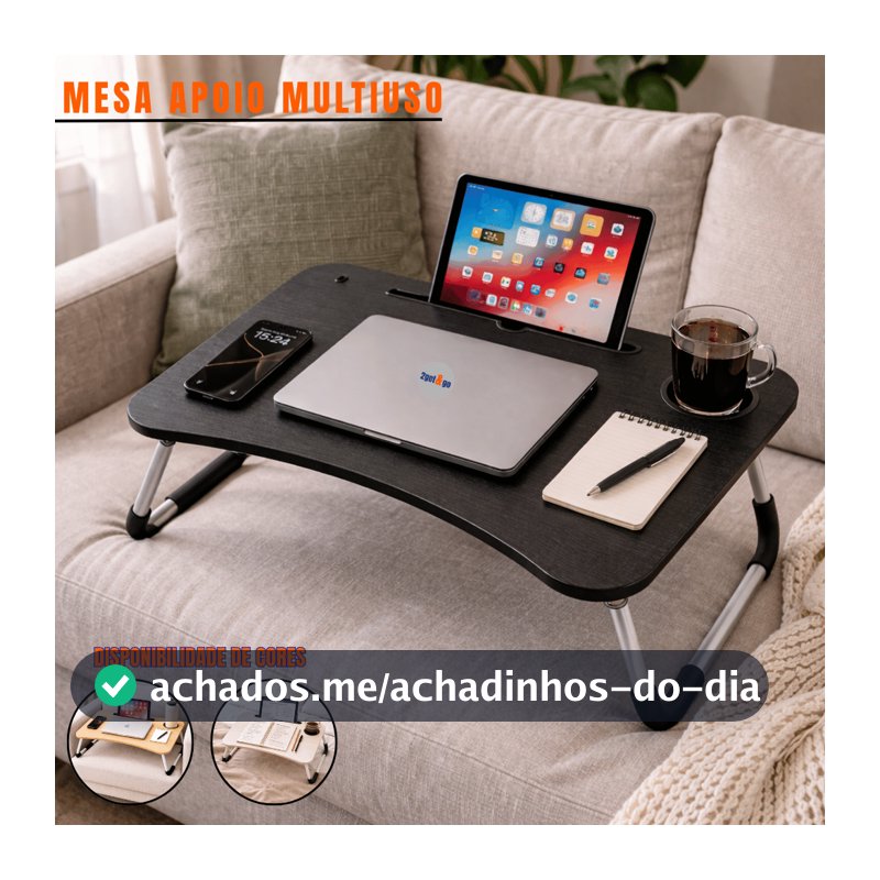 Mesa Dobrável Notebook Retrátil Home Office Apoio Cama Sofá Trabalho Café