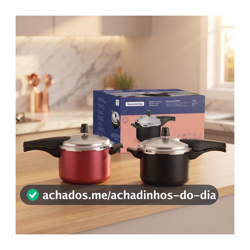 Panela De Pressão 20 Cm 4,5l Tramontina Alumínio Cor Vermelho e preto