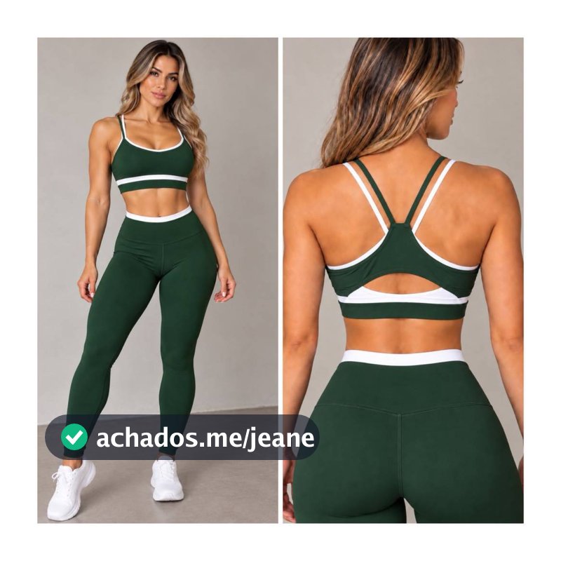 Conjunto Fitness Feminino Academia Bicolor Calça Legging Cós Alto E Top Com Bojo Removível Roupa De Treino TZ909