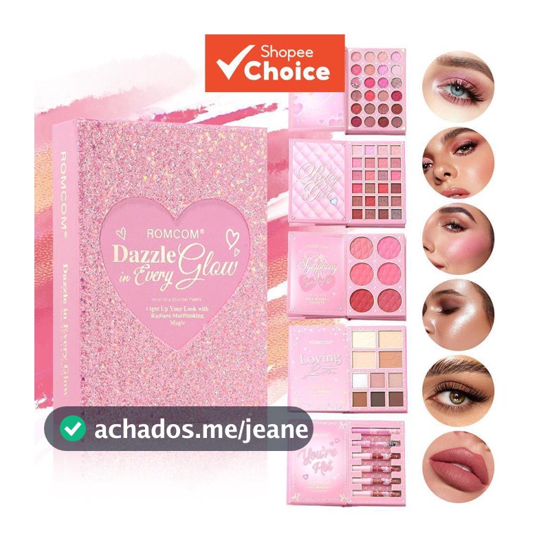 Livro de Maquiagem com Coração de Diamante: Conjunto de 5 Andares com Paleta de Sombras + Pó Contorno + Blush + Lápis de