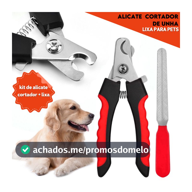 Cortador Unha Pet Alicate Profissional Cães Gatos Aço Inox Trava Segurança Ergonômico Grooming
