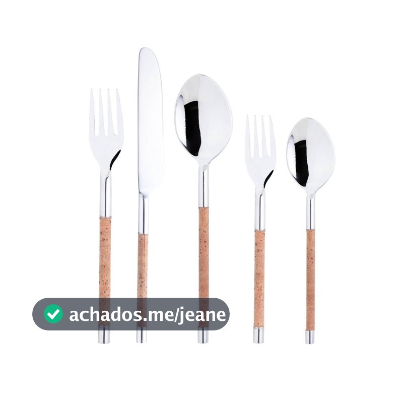 5 Talheres Wolff de Aço Inox com Cabo de Cortiça