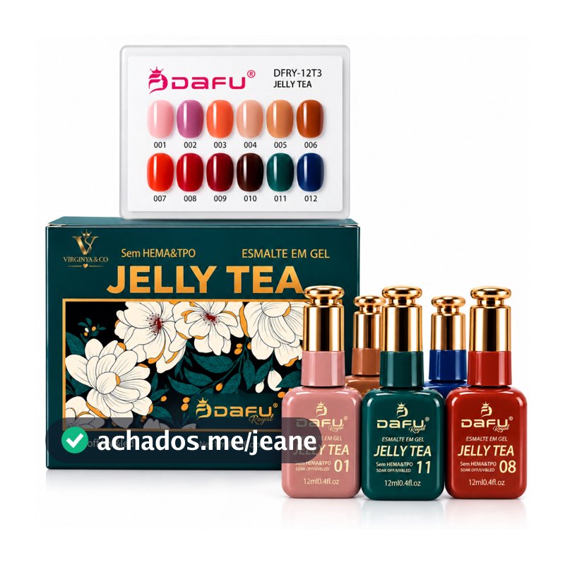 Kit 12 Esmaltes em Gel Dafu Jelly Tea Dafu 12ml