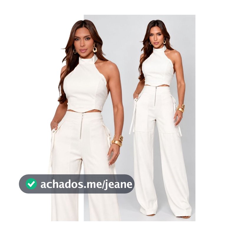 Conjunto Feminino Alfaiataria Cropped e Calça Pantalona Elegante