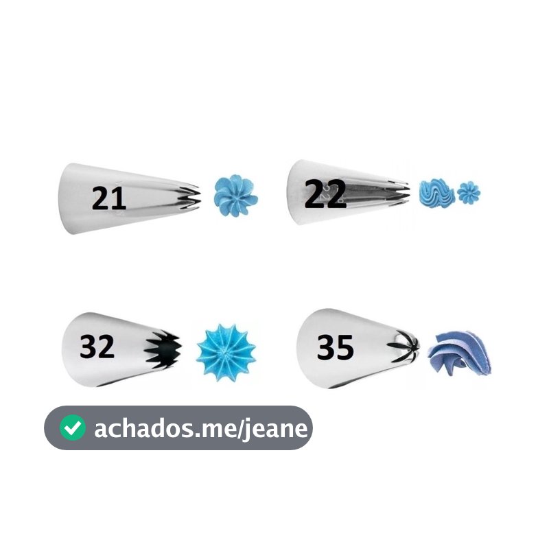 Kit Bicos Wilton 21 22 32 35 Originais em Inox Sem Emendas Bicos de Confeiteiro Wilton Confeitaria